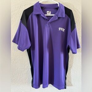TCU purple and black men's polo size XL